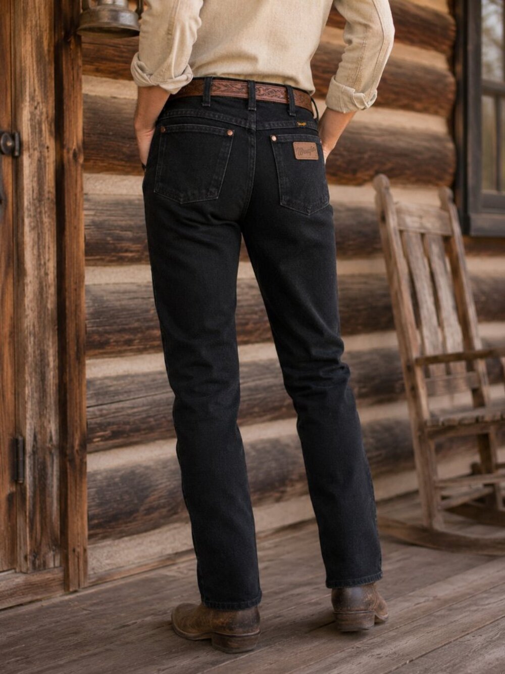 Vintage Wrangler Cowboy Cut 0936BLK Slim Fit Black Jeans 30x34 Western